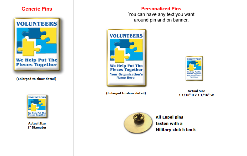 Volunteers Puzzle Pin Volunteers Puzzle Pin